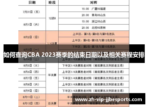 如何查询CBA 2023赛季的结束日期以及相关赛程安排
